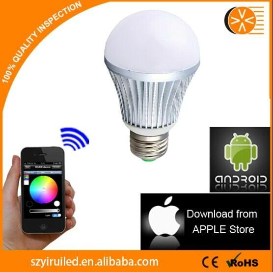 RGBW Iphone controlled led bulb light 50000hours working lifetime e27 e26 b22 la