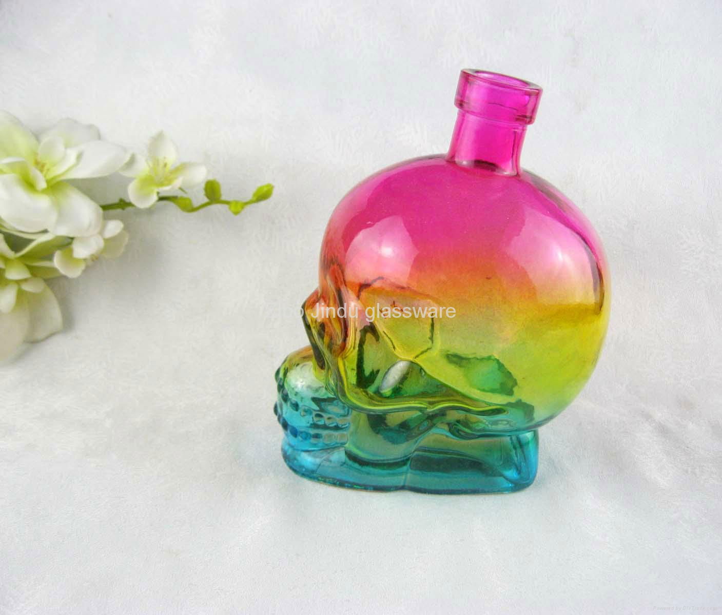 whisky skull glass bottle with color