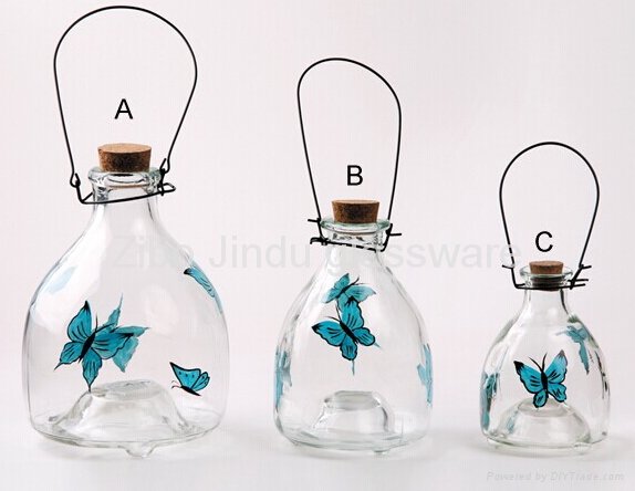 Three size and Colored Glass bee/pest/insects catcher