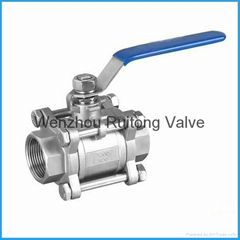 3pc stainless steel ball valve npt end