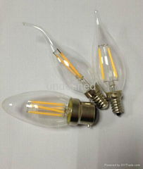 C35 2 watt 4w frosted glass led filament candle bulb dimmable