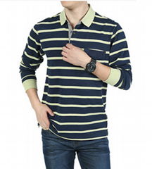 100% cotton men's long sleeve polo shirt