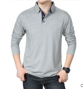 100% cotton men's long sleeve polo shirt