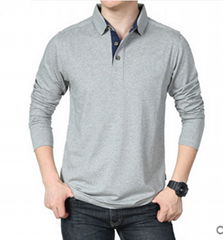 100% cotton men's long sleeve polo shirt