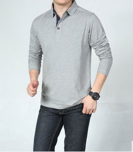 100% cotton men's long sleeve polo shirt 2