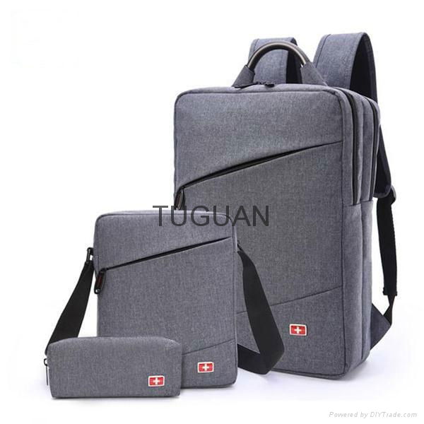 2016 New Laptop Backpack Custom Logo 3 Pieces Set China Bags Factory CF1516