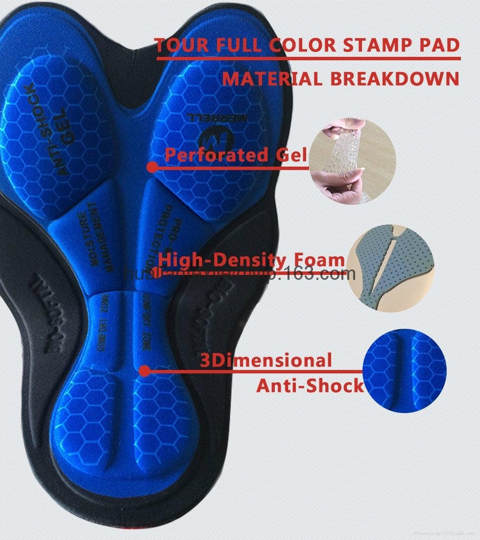 cycling pad with gel of stamp blue for cycling wear bib