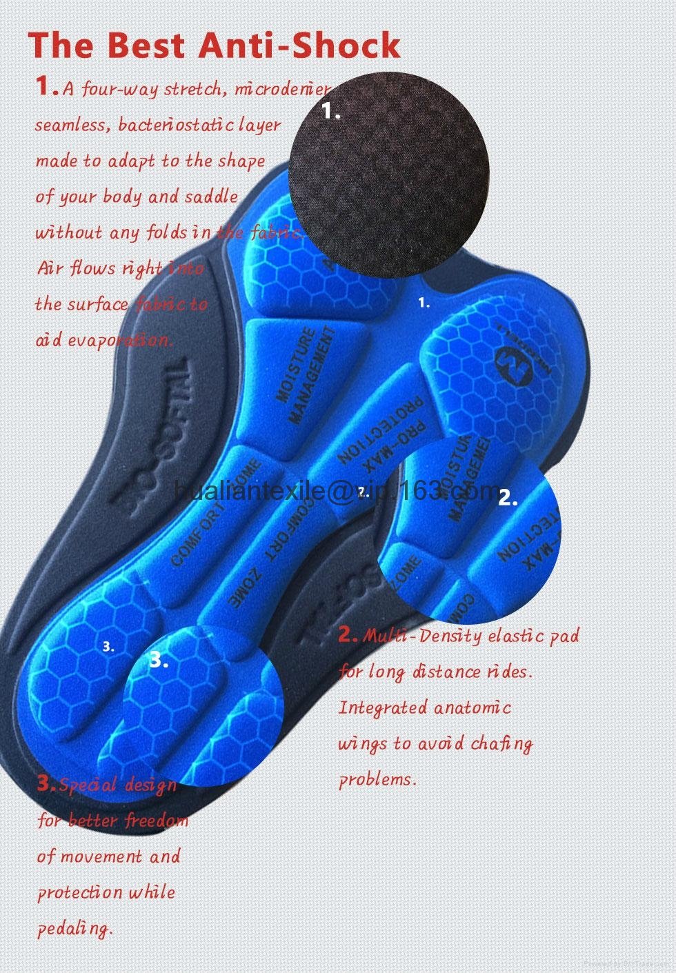 cycling pad with gel of stamp blue for cycling wear bib 2