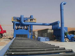 Shot blasting machine with roller conveyors-suitable for steel structural works