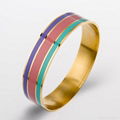 wholesale fashion plated gold stainless steel colorful bangles