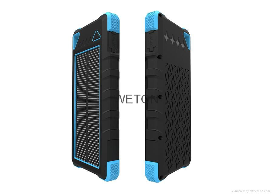 2015 Newest 8000mAh Dual USB Waterproof, Dustproof and Shockproof Solar Power Ba