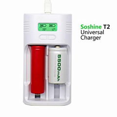 Soshine T2 LCD charger for Li-ion Ni-MH LiFePO4 26650 18650 14500 16340 C AA AAA
