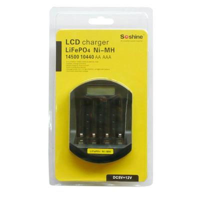 Soshine LiFePO4 14500/10440 NiMH AA/AAA LCD Quick Battery Charger(USB 5V+DC 12V) 4