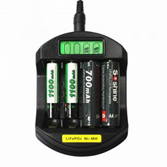 Soshine LiFePO4 14500/10440 NiMH AA/AAA LCD Quick Battery Charger(USB 5V+DC 12V)