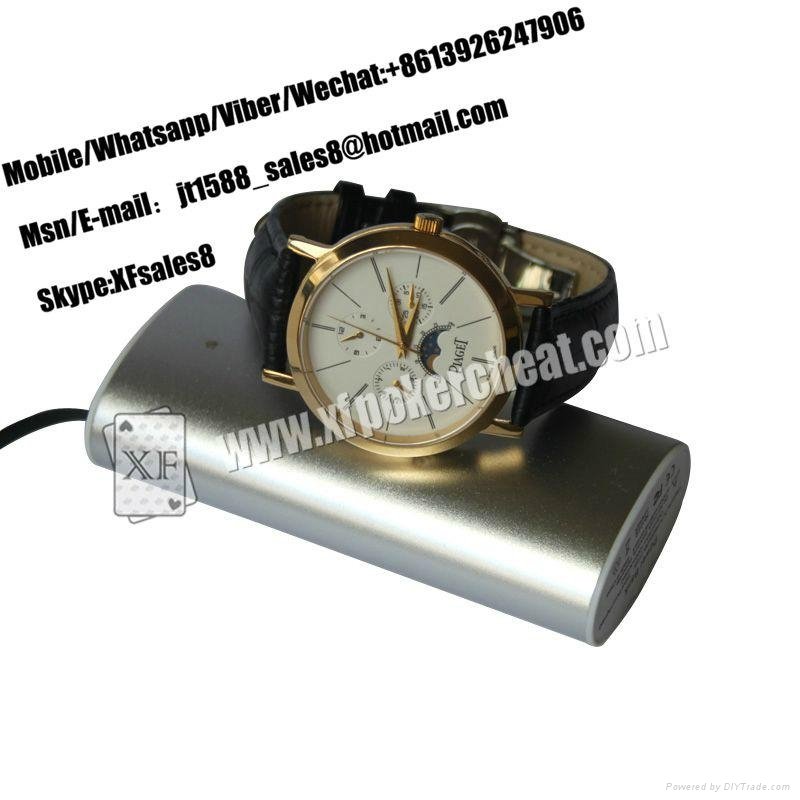 XF New Design Poker Scanner Leather Watch Camera With Power Bank
