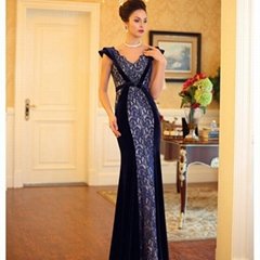 L80044 New design Formal evening dress O Neck off Sleeve mermaid Dress For  wome