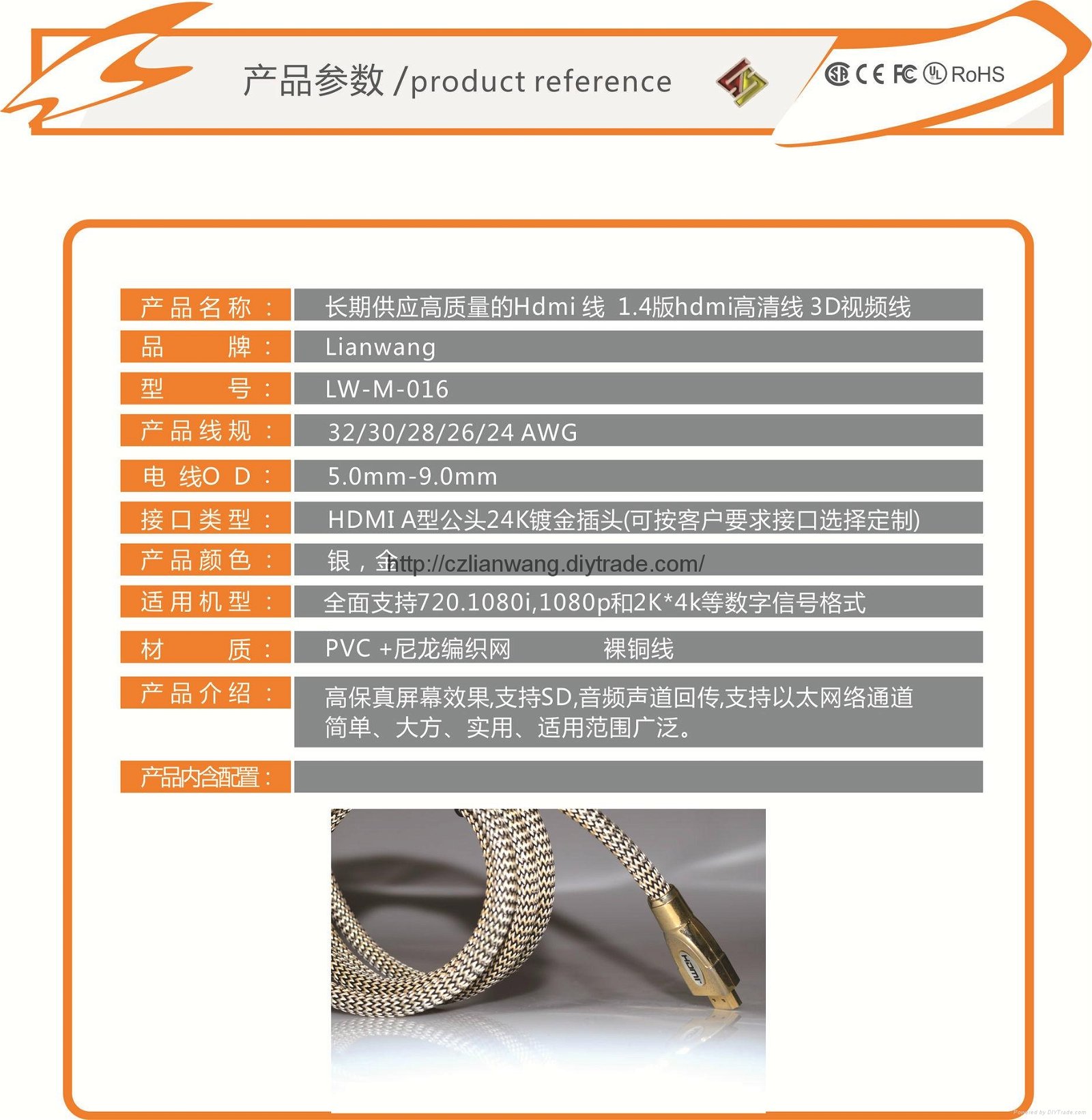 2015 Excellent hot selling HDMI  cable for projector 2