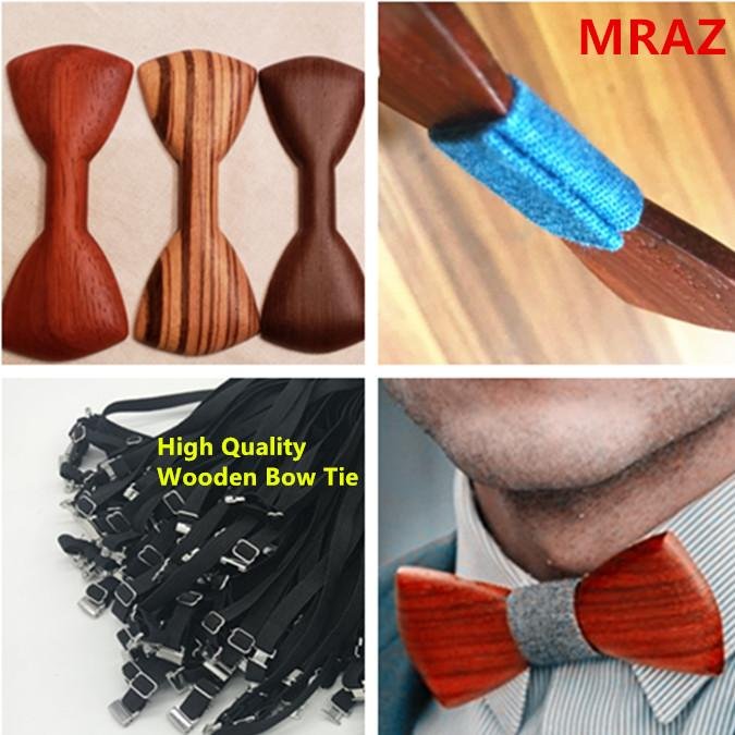 MBT217 New Design fashion 3D customized redwood wooden bow tie for wedding  3
