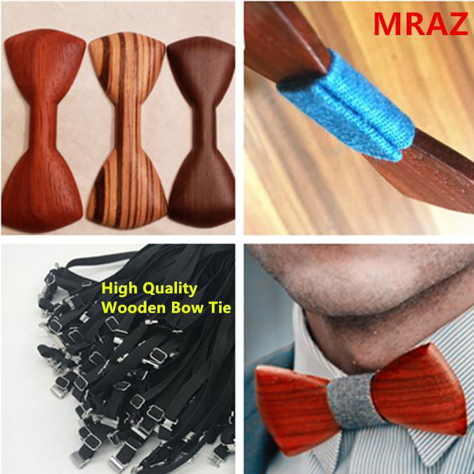 MBT216 New Design fashion 3D customized redwood wooden bow tie for wedding  4