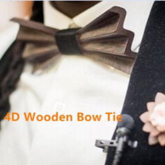 MBT4001 New Design fashion 4D customized wooden bow tie for man