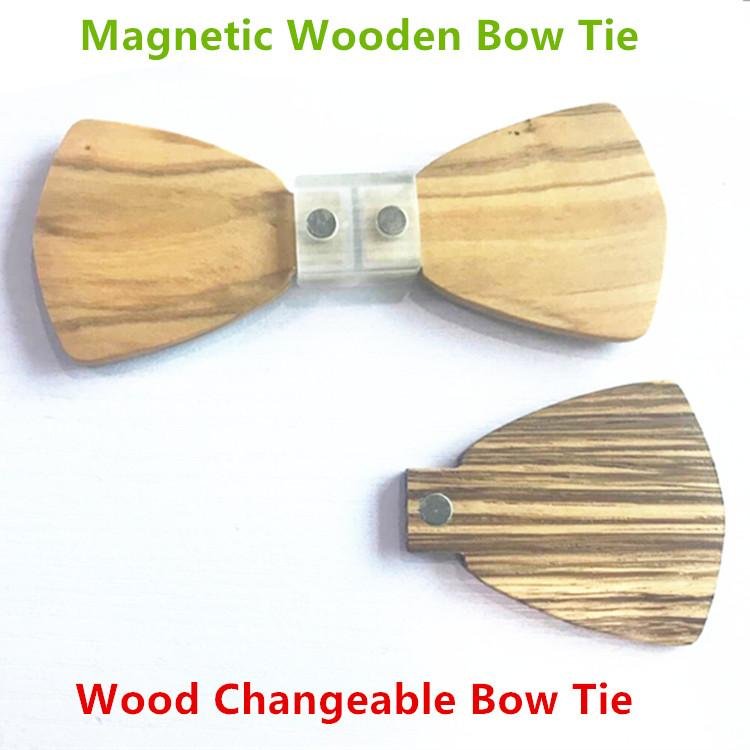 MBT5001 New Design fashion magnetic customized wooden bow tie for man's suit 2
