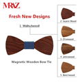 MBT5001 New Design fashion magnetic customized wooden bow tie for man's suit