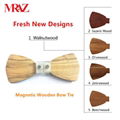 MBT5001 New Design fashion magnetic customized wooden bow tie for man's suit 3