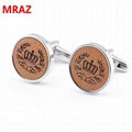 Fashion cheap handmade wooden metal cufflinks for men 3