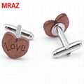 Fashion cheap handmade wooden metal cufflinks for men 4