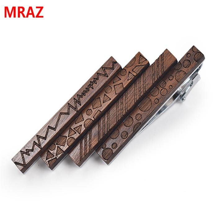 Fashion cheap handmade wooden metal tie clips for men