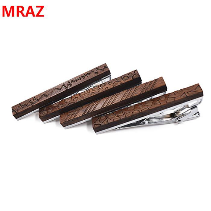 Fashion cheap handmade wooden metal tie clips for men 2