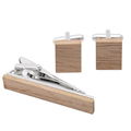 Fashion handmade wooden metal tie clips cufflinks set for men