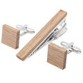 Fashion handmade wooden metal tie clips cufflinks set for men 5