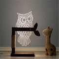 Promotional Creative home decor light owl 3d led acrylic table lamp for baby