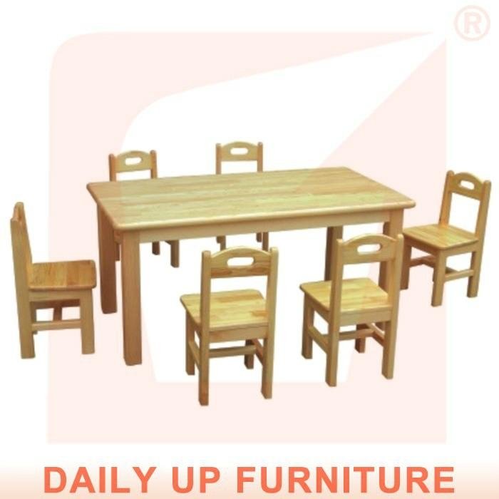 Wooden Preschool Desk Kindergarten Furniture Children Study Desk for 6-Person