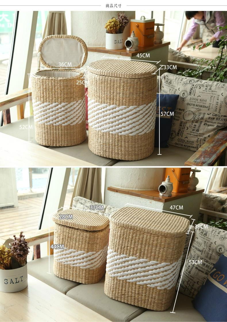 Storage basket wood cabinet rush and willow laundry basket 3
