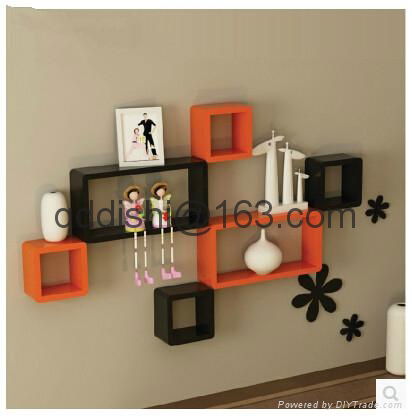 Rectangle tv wall shelf shelves bookcase home decor hanging wooden plaque