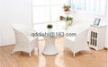 tempered glass round table set with two rattan chairs for outdoor used 1