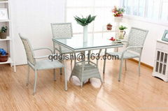 rattan set tempered glass square table