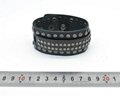 CR1005 Black Genuine Leather Gunmetal Metal Spike Accessory Leather Bracelet 4