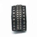 CR1005 Black Genuine Leather Gunmetal Metal Spike Accessory Leather Bracelet 5