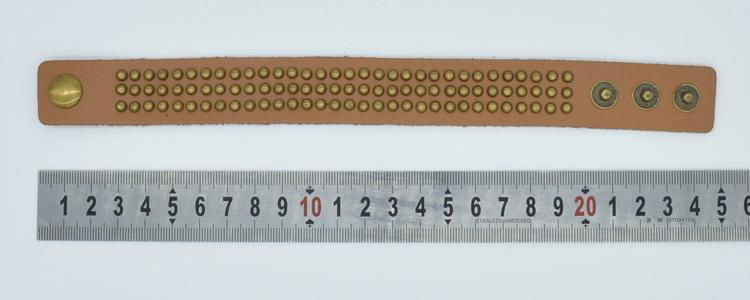 CR1006 Brown Genuine Leather Spike Triple Lines Autumn Fashion Leather Bracelet 4