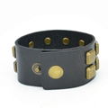 CR1030 Antique Bronze Metal Black Fashion Leather Bracelet 2