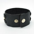 CR1032 Gold Chain Accessory Black Fashion Leather Punk Bracelet 3