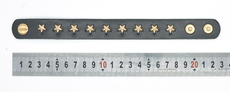 CR1041 Gold Star Accessory Black Leather Punk Night Club Fashion Bracelet 5
