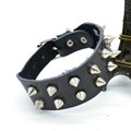 CR1048 Silver Tone Sharp Spike Accessory Fashion Black Leather Bracelet 3