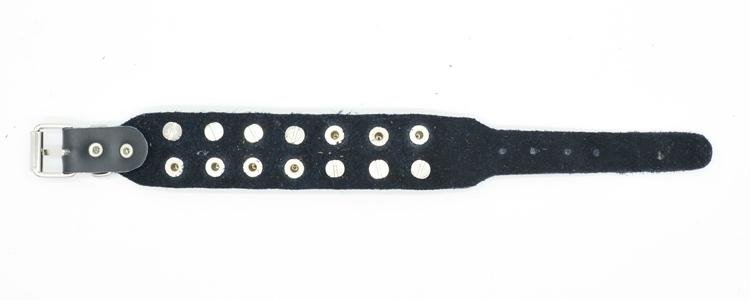 CR1048 Silver Tone Sharp Spike Accessory Fashion Black Leather Bracelet 5