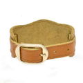 CR1049 Brown Leather 2 Spike Brand Designer Style Genuine Leather Bracelet 2