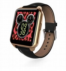 F2 IP67 waterproof heart rate monitorring android watch Leather Wristband watch