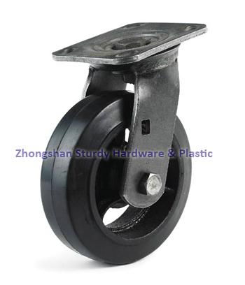 Rubber on Cast Iron Core Casters Waste Bin Casters Mold On Rubber Casters 3